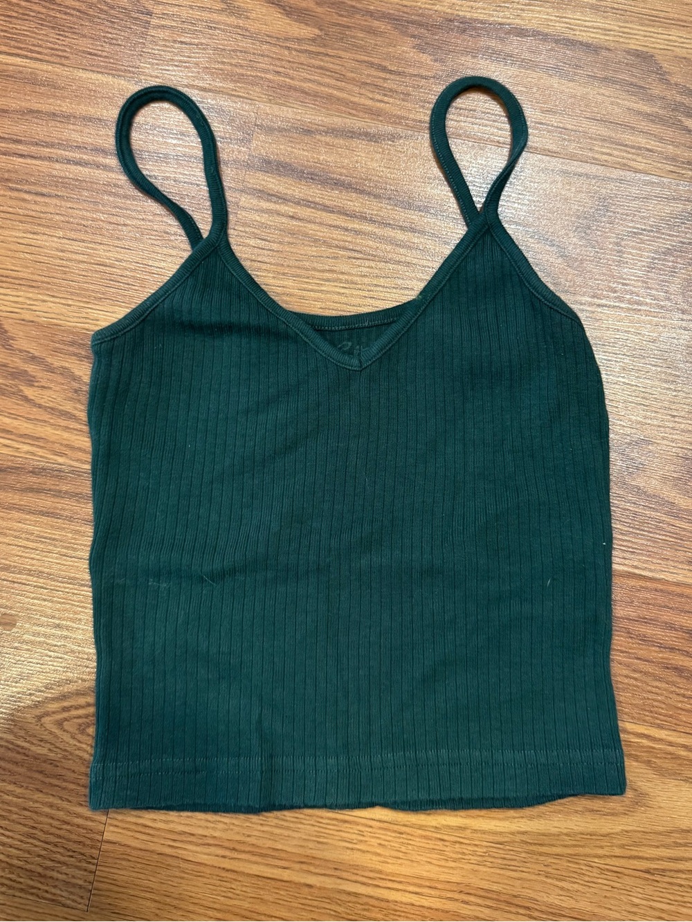 John Galt Ribbed Cami Tank Top Dark Green One Size